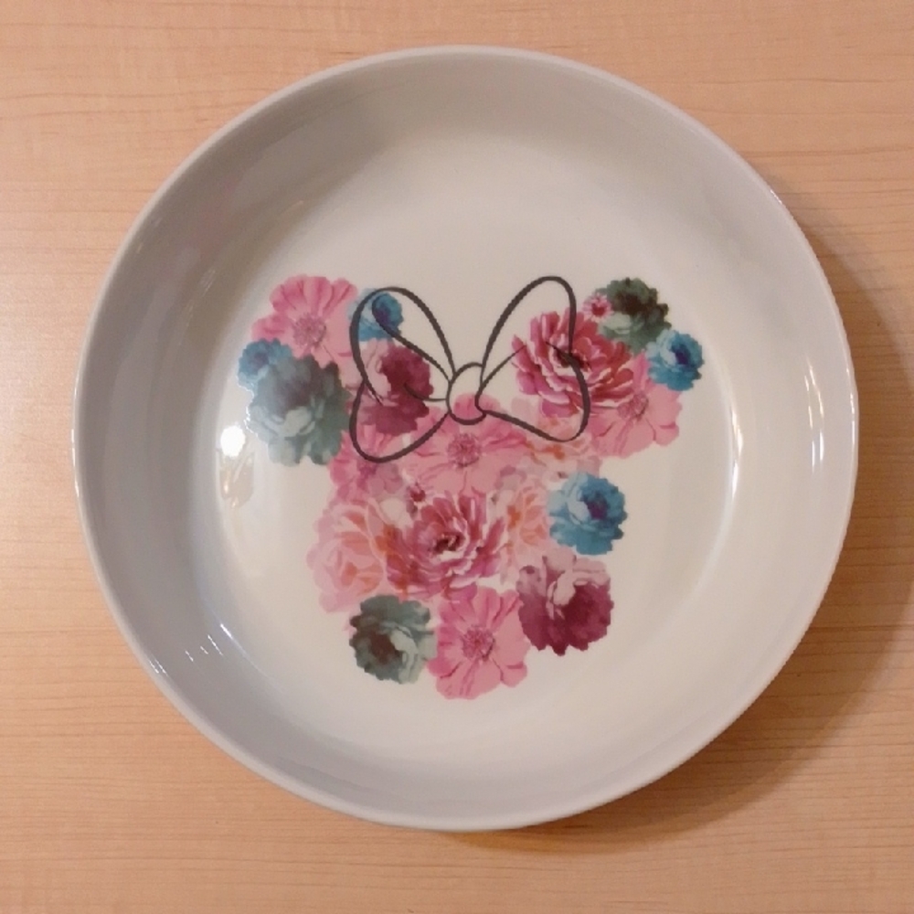 Disney Minnie Mouse Floral Bow Ceramic Bowl Plate